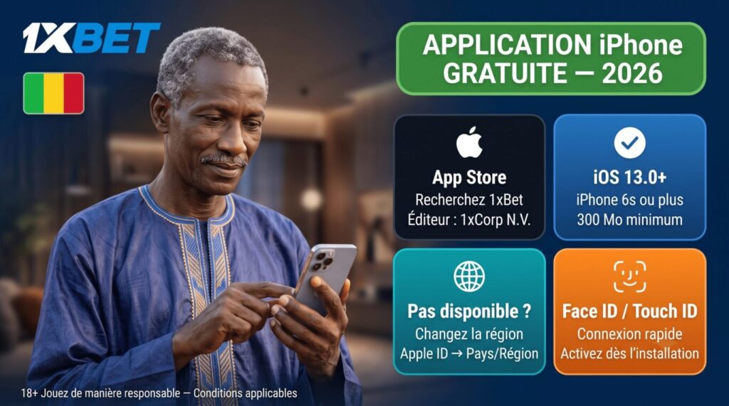 Télécharger 1xBet iPhone Mali : application iOS depuis l'App Store, iOS 13.0+, 300 Mo